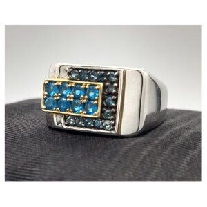 Gorgeous Apatite & London Blue Topaz Men's Ring - M. Valitutti